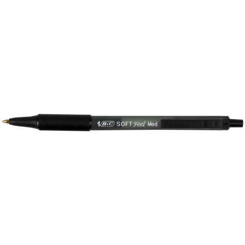 BIC SOFTFEEL CLIC PENNA A SFERA INCHIOSTRO NERO PUNTA MEDIA COLORE FUSTO NERO CONF. 12 Pz.